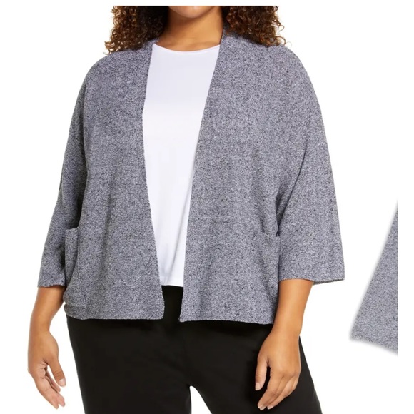 NWT EILEEN FISHER Open Front Organic Linen & Cotton Cardigan - Picture 2 of 8